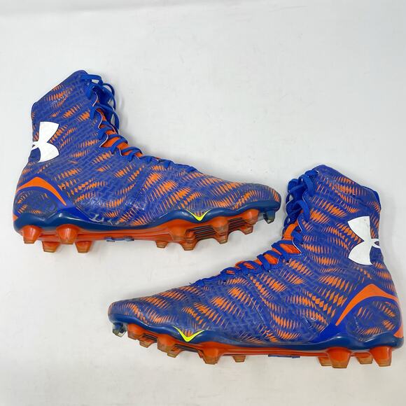 Under Armour Clutch Highlight High Top Football Cleats 13 Blue Orange